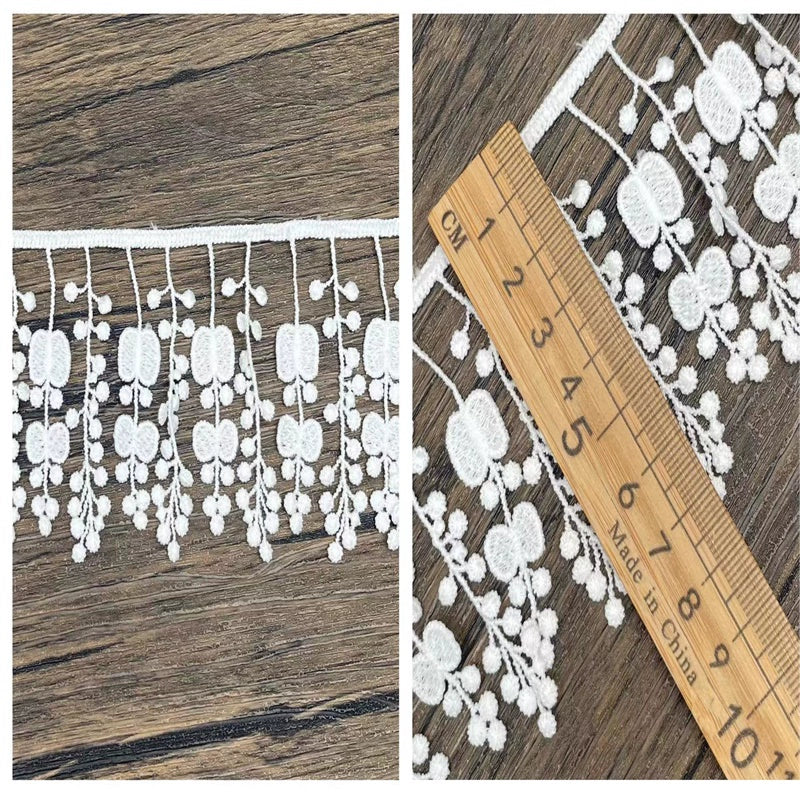 3672 Exquisito encaje DIY ropa cortinas accesorios textiles para el hogar encaje con flecos de seda de leche bordado soluble en agua