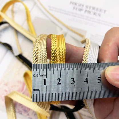 3843 Spot 1cm oro y plata alambre tejido niño cinta maestra brote tira accesorios ropa tira de borde con incrustaciones almohada tira de borde con incrustaciones de cuerda de ribete