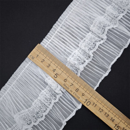 Tira de encaje de malla plisada de doble capa, exquisita, de 10 cm de ancho, para manualidades, para unir ropa y faldas, accesorios Lolita, 3837