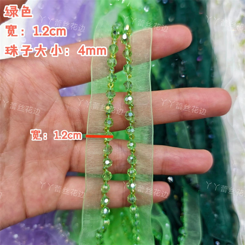 3726 Largeur 1,2 cm Nouvelle couleur Maille Cristal Perles Dentelle Accessoires, Fait Main DIY Vêtements Bordure Accessoires