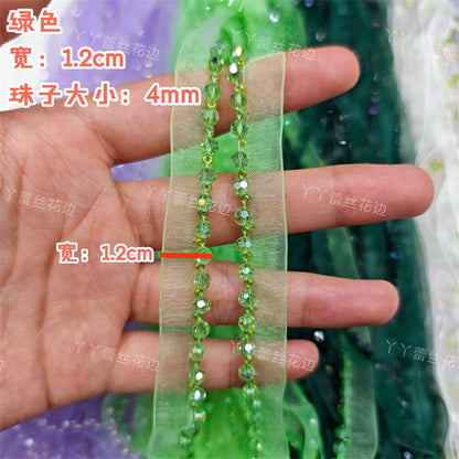 3726 Largeur 1,2 cm Nouvelle couleur Maille Cristal Perles Dentelle Accessoires, Fait Main DIY Vêtements Bordure Accessoires