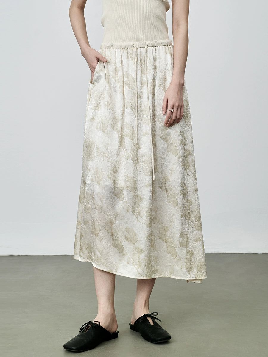 CAREMIND Nouveau costume abricot chinois, jupe à manches longues en satin à fleurs de style national, costume deux pièces pour femme