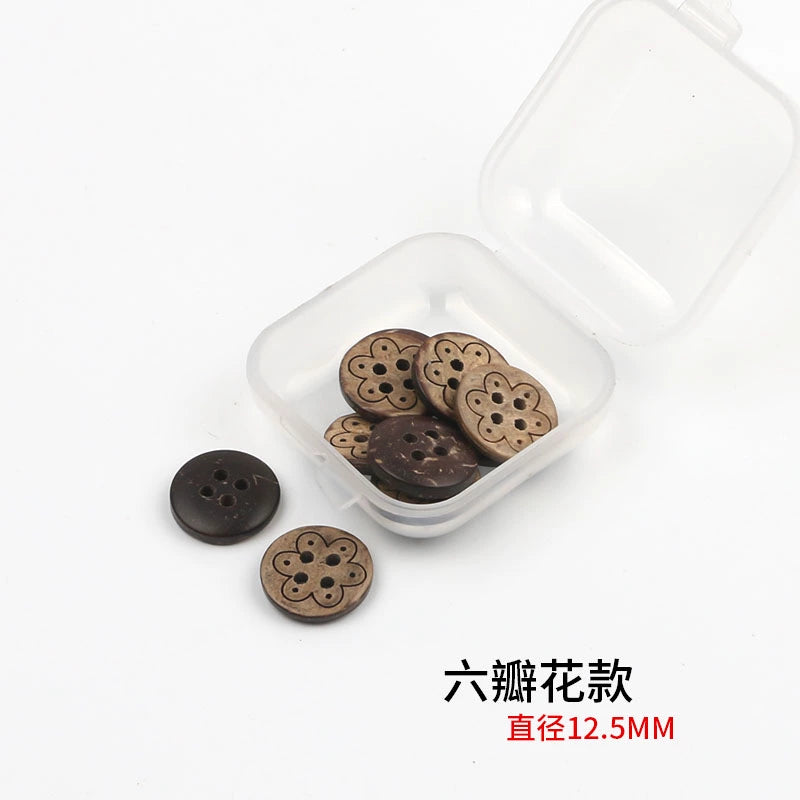 3352★  Coconut Round Shirt Button Women's Button Painted Shirt Small Button DIY Handmade Clothes Wooden Button Coconut Shell Wood