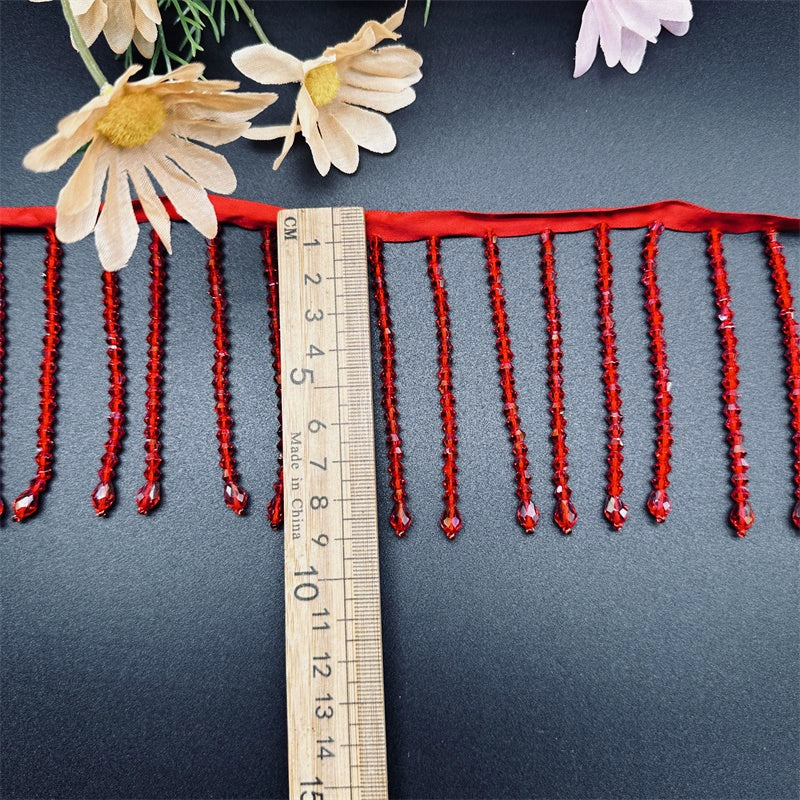 3729 Colgante de cristal de 9 cm de largo, hecho a mano, con flecos de encaje, para vestido de novia, decoración de cuello y hombro, accesorios para tocado