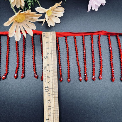 3729 Colgante de cristal de 9 cm de largo, hecho a mano, con flecos de encaje, para vestido de novia, decoración de cuello y hombro, accesorios para tocado