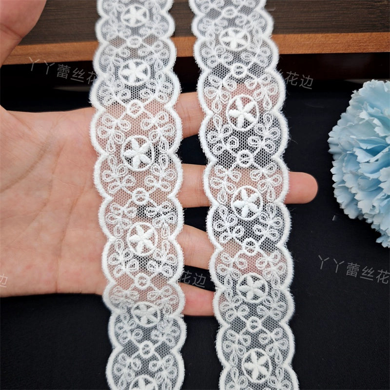 3808 Nuevos accesorios de ropa de encaje bordado de malla, materiales de tela hechos a mano para bricolaje, ropa de bebé, encaje Lolita