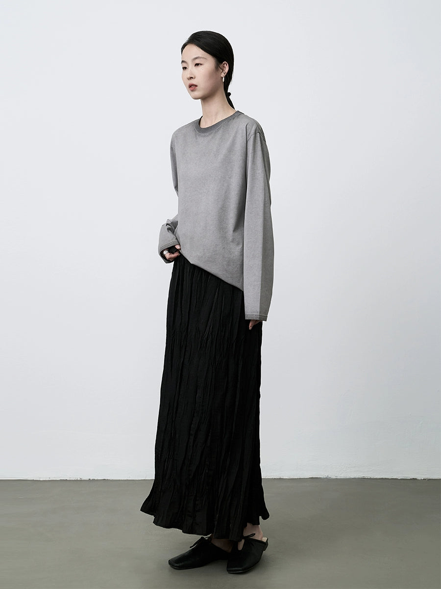 Falda de textura plisada negra CAREMIND, falda larga de cintura elástica en forma de H para niños 