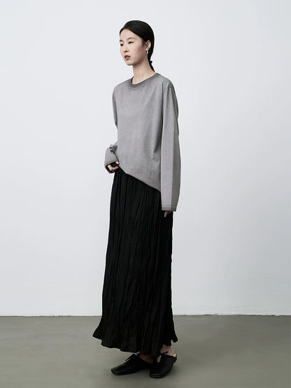 Falda de textura plisada negra CAREMIND, falda larga de cintura elástica en forma de H para niños 