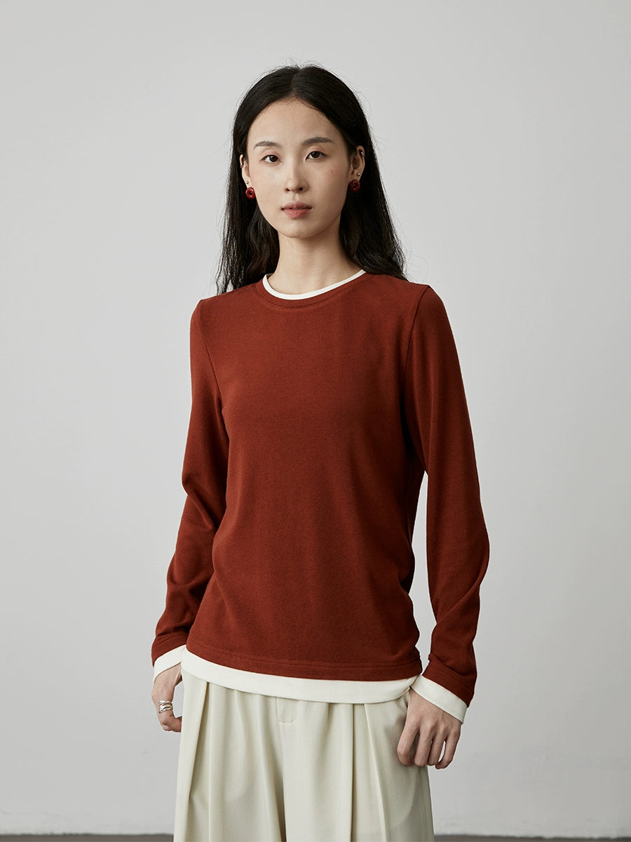 [Otoño significativo] CAREMIND Camiseta de manga larga con dos botones en contraste de color amarillo mostaza para mujer Camisa ajustada con dobladillo 