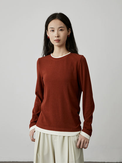 [Otoño significativo] CAREMIND Camiseta de manga larga con dos botones en contraste de color amarillo mostaza para mujer Camisa ajustada con dobladillo 