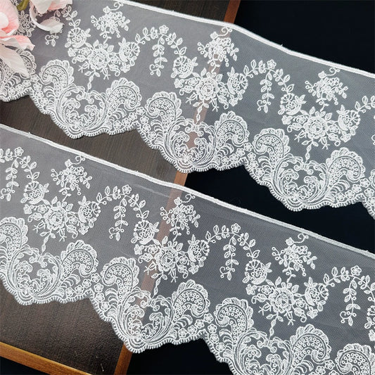 3810 ancho 14cm hecho a mano DIY accesorios japonés malla poliéster bordado cortinas ropa bordado encaje decorativo encaje