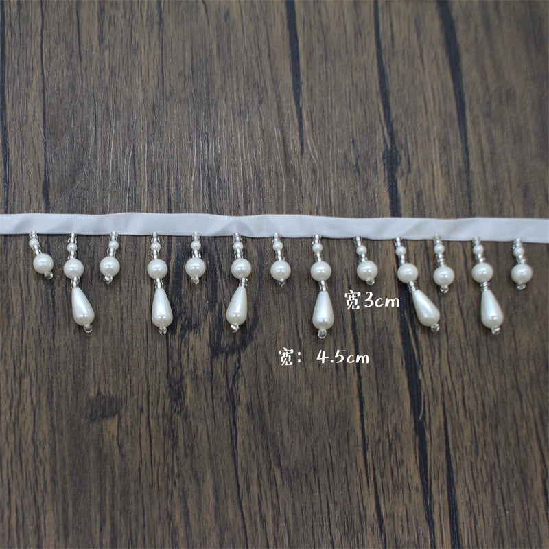 3707 Accesorios de encaje de perlas con flecos DIY Cortina de cuentas Hanfu Xiacheng Cheongsam Puños Cuello Clavo Cincha de cuentas