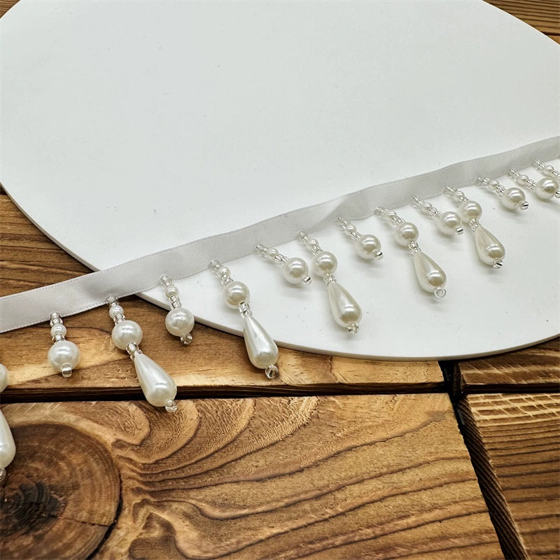 3707 Accesorios de encaje de perlas con flecos DIY Cortina de cuentas Hanfu Xiacheng Cheongsam Puños Cuello Clavo Cincha de cuentas