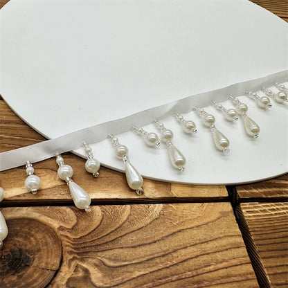 3707 Accesorios de encaje de perlas con flecos DIY Cortina de cuentas Hanfu Xiacheng Cheongsam Puños Cuello Clavo Cincha de cuentas