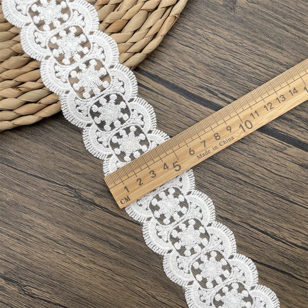 3815 Exquisito encaje blanco soluble en agua, malla bordada, accesorios de encaje bilateral, materiales hechos a mano para bricolaje, cinturón de encaje decorativo