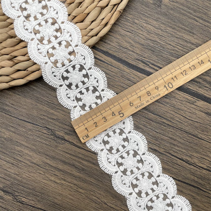 3815 Exquisito encaje blanco soluble en agua, malla bordada, accesorios de encaje bilateral, materiales hechos a mano para bricolaje, cinturón de encaje decorativo