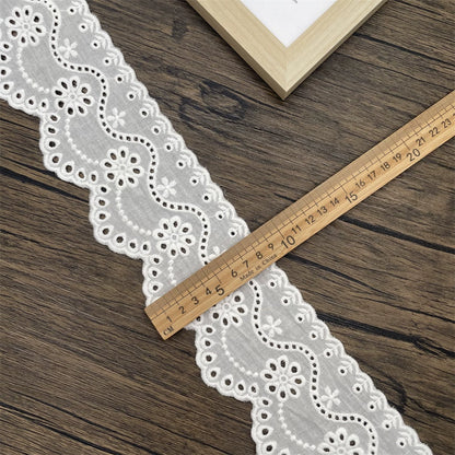 3796 Nuevos y exquisitos accesorios de encaje bordado de algodón blanco hechos a mano, falda de cortina, tela decorativa para ropa