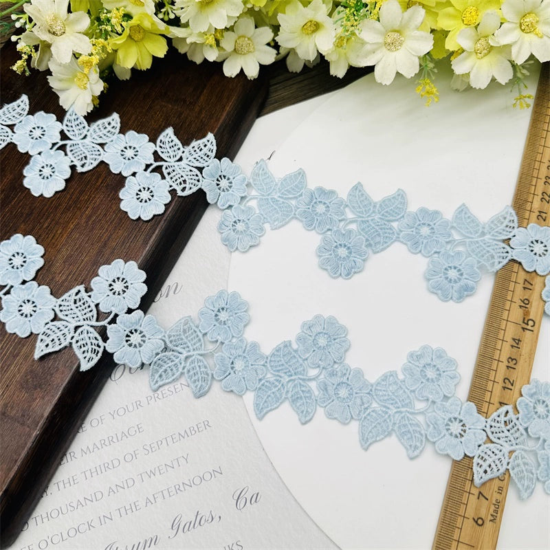 3677 Encaje de flores de seda de leche soluble en agua de alta calidad con accesorios, bricolaje, costura de ropa, decoración de joyas, materiales hechos a mano