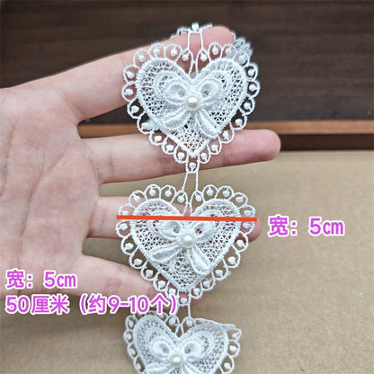 3557★ Flores de encaje de cuentas tridimensionales bordadas de poliéster de organza de alta calidad, accesorios decorativos para velo de boda hechos a mano