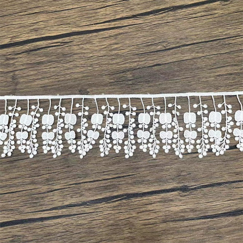 3672 Exquisito encaje DIY ropa cortinas accesorios textiles para el hogar encaje con flecos de seda de leche bordado soluble en agua