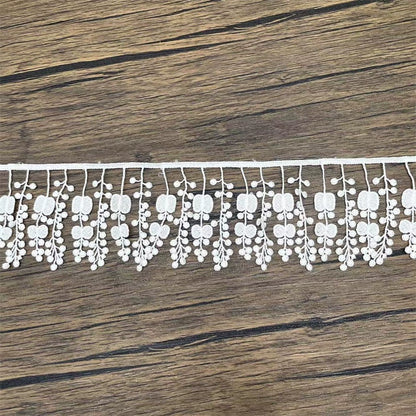 3672 Exquisito encaje DIY ropa cortinas accesorios textiles para el hogar encaje con flecos de seda de leche bordado soluble en agua