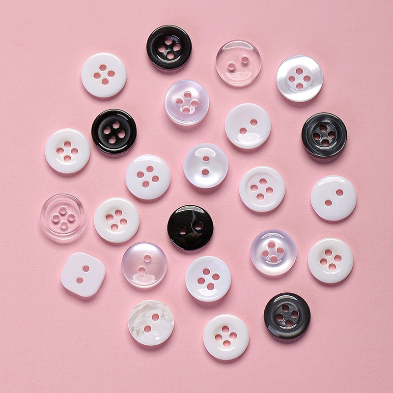 3358★  Versatile shirt buttons round transparent black and white buttons men's and women's shirts shirt cardigan polo shirt colored buttons