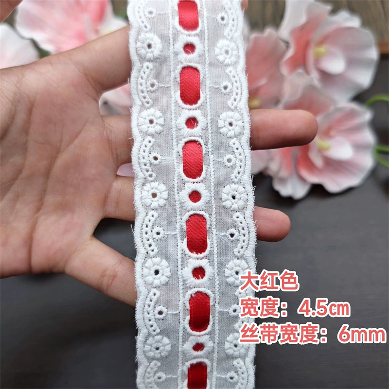 3553★ Ancho 4,5 cm Nuevo color Cinta de algodón Hilo de encaje Hecho a mano DIY Lolita Accesorios de ropa de bebé