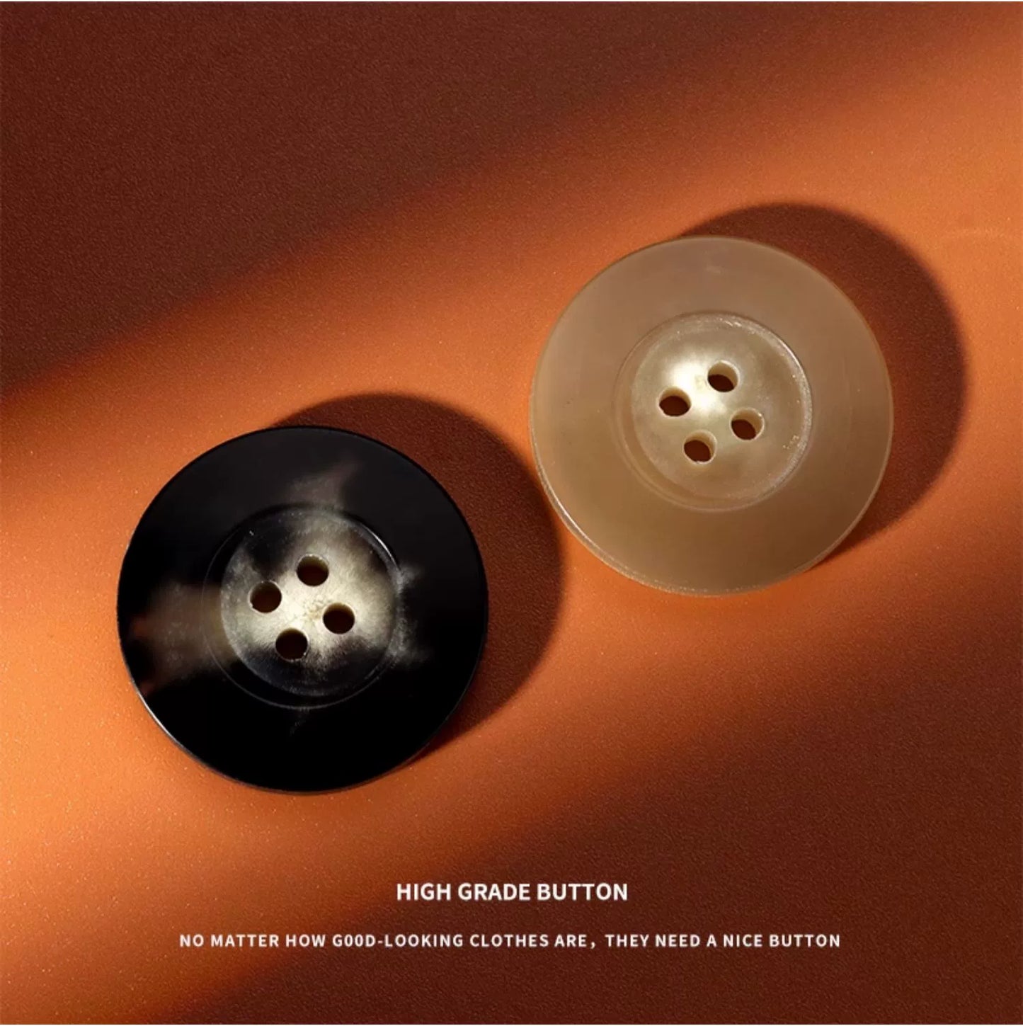 3296★  High-grade natural real horn buttons round wide edge beige buttons coat suit shirt clothes wool sweater buttons