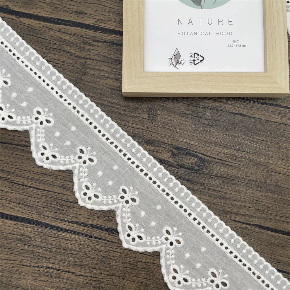 3796 Nuevos y exquisitos accesorios de encaje bordado de algodón blanco hechos a mano, falda de cortina, tela decorativa para ropa