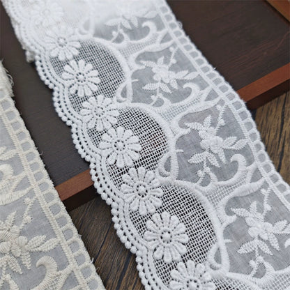 Encaje bordado de algodón puro de alta calidad, 3804 cm de ancho y 10 cm de alto, hecho a mano, para ropa, dobladillo de falda, escote extendido, accesorios de ropa