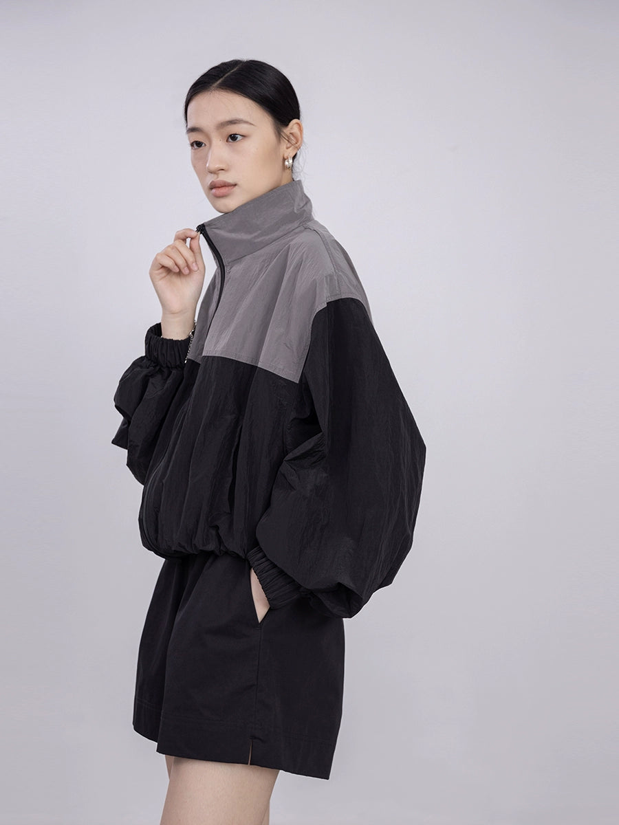 [Oferta especial por tiempo limitado] Chaqueta ligera de otoño con protección solar a juego en blanco y negro con reducción de edad y estilo deportivo 