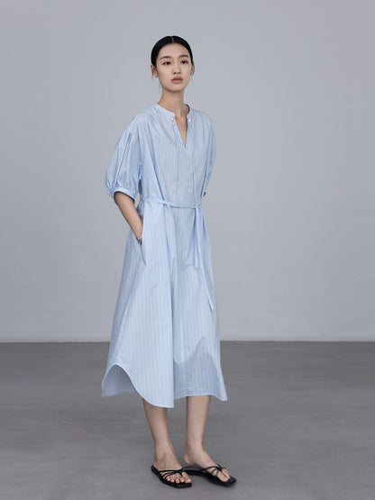 [Oferta por tiempo limitado] Vestido de manga farol, suelto y fresco, con temperamento largo, con cordones, diseño original, para ir al trabajo 