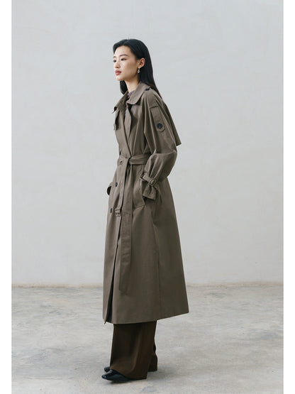 CAREMIND original nouveau trench coat femme coréenne moyenne et longue conception chic manteau haut de gamme manteau automne et hiver