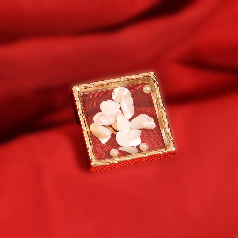 3487★ Botón de concha cuadrada de metal para ropa, chaqueta, niña bonita, botones decorativos de alta gama, abrigo, cárdigan, suéter, botón de traje