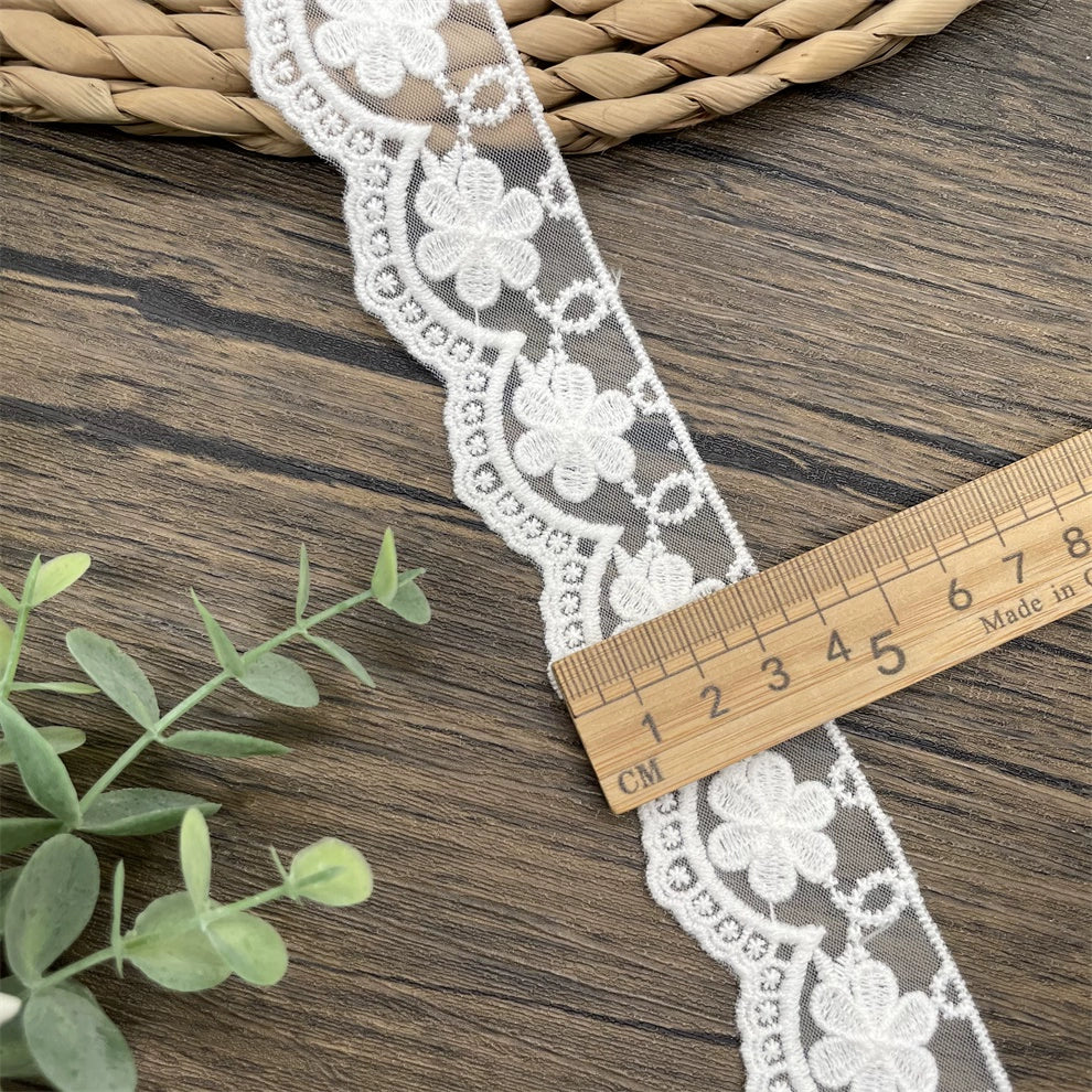 3827 Exquisitos accesorios de decoración de ropa de encaje bordado de malla blanca, accesorios de ropa de encaje hechos a mano DIY