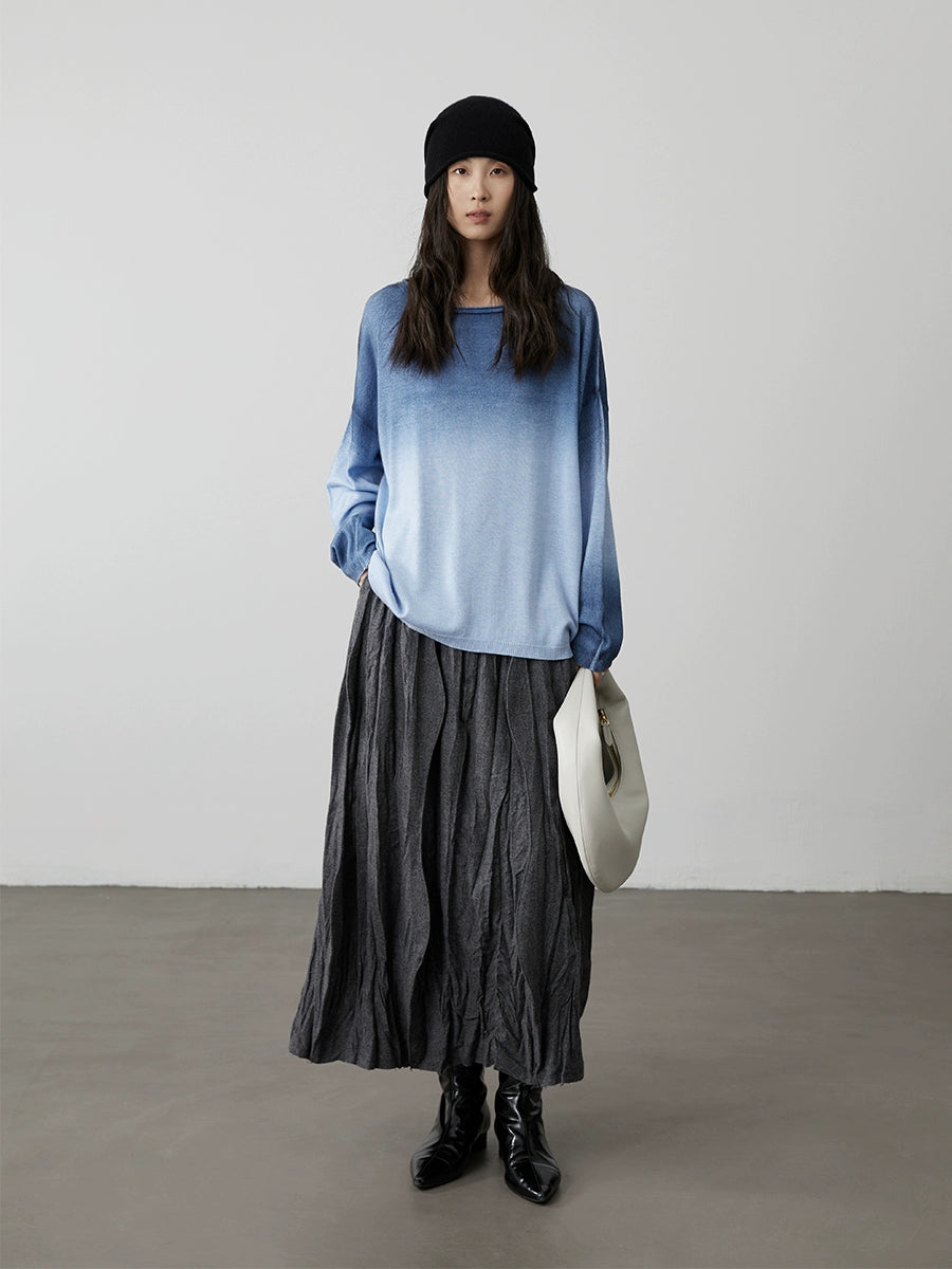 [Firmament] Suéter holgado y suave con diseño de inyección de tinta de cuatro colores con cambio gradual de CAREMIND para mujer 