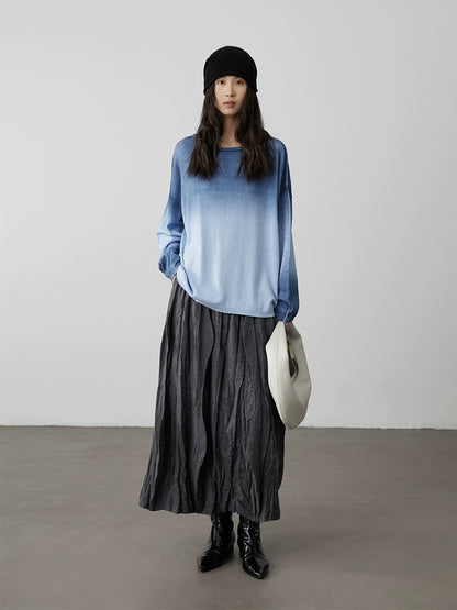 [Firmament] Suéter holgado y suave con diseño de inyección de tinta de cuatro colores con cambio gradual de CAREMIND para mujer 