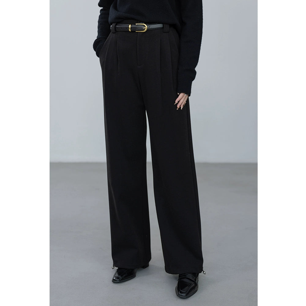 [Oferta especial por tiempo limitado] Pantalones negros pulidos retro británicos para mujer, leggings finos y drapeados, pantalones casuales para viajeros 
