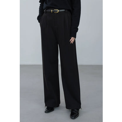 [Oferta especial por tiempo limitado] Pantalones negros pulidos retro británicos para mujer, leggings finos y drapeados, pantalones casuales para viajeros 