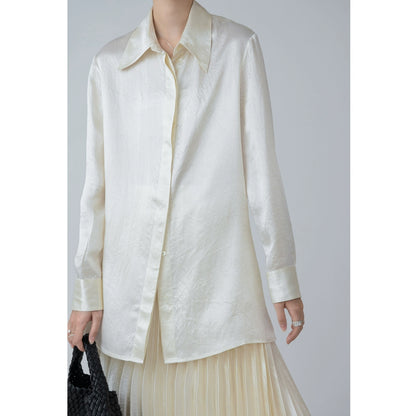 [Oferta por tiempo limitado] Conjunto de camisa con textura satinada brillante premium y falda irregular de CAREMIND para primavera 