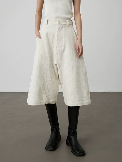 [Paso libre] Pantalones anchos de siete puntos de alta gama y estilo chic de CAREMIND, culottes de media pierna Yamamoto versátiles de estilo extranjero 