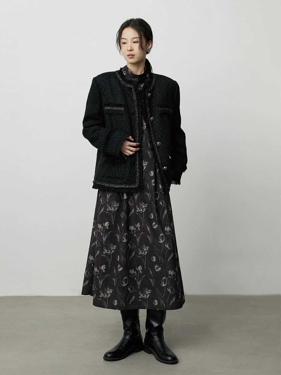 Chaqueta negra gruesa y fragante con temperamento de CAREMIND, textura industrial pesada, suelta y elegante, para mujer 