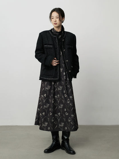 Chaqueta negra gruesa y fragante con temperamento de CAREMIND, textura industrial pesada, suelta y elegante, para mujer 