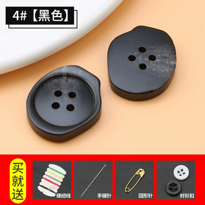 3416★  Black resin button top women's trench coat coat high-end buttons men's clothes suit pants button accessories