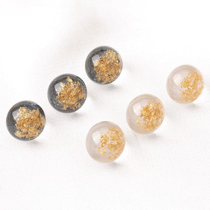 3486★ Botones de perlas de lámina dorada con incrustaciones de resina, estilo chino Tang, botones de disco para cheongsam Hanfu, camisa, cárdigan, botones de cuentas redondas