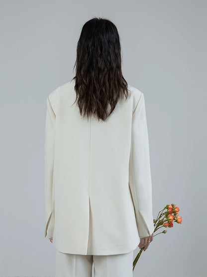 Pantalones rectos premium para mujer con silueta de traje beige CAREMIND 24SS [minimalista en forma de H] 