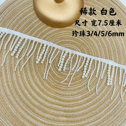 3696 Ancho 7,5 cm con flecos pequeños y fragantes cuentas de viento hechas a mano, cuentas de uñas, accesorios de encaje, bricolaje, ropa, cortinas, accesorios de decoración de sofá