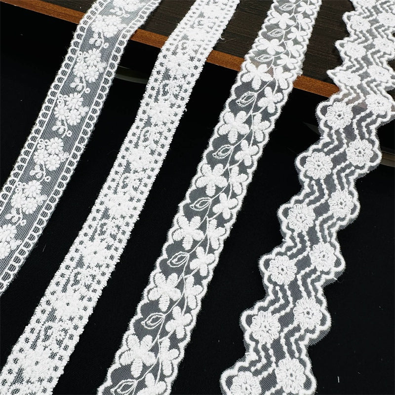 3814 Encaje simple de alta calidad para dobladillo de algodón, bordado de hilo de algodón, para manualidades, ropa, falda, empalme, materiales de boda, accesorios decorativos