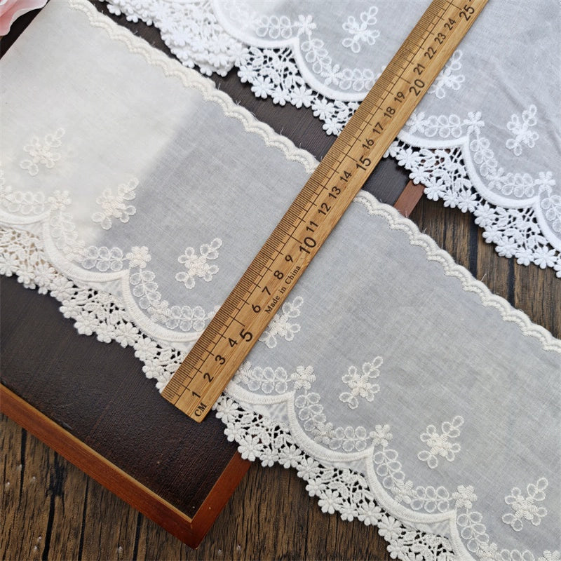 Encaje bordado con borde de algodón de alta calidad, 3784 cm de ancho y 14 cm de ancho, para ropa de bebé, falda, empalme de cortina para el hogar, accesorios de empalme