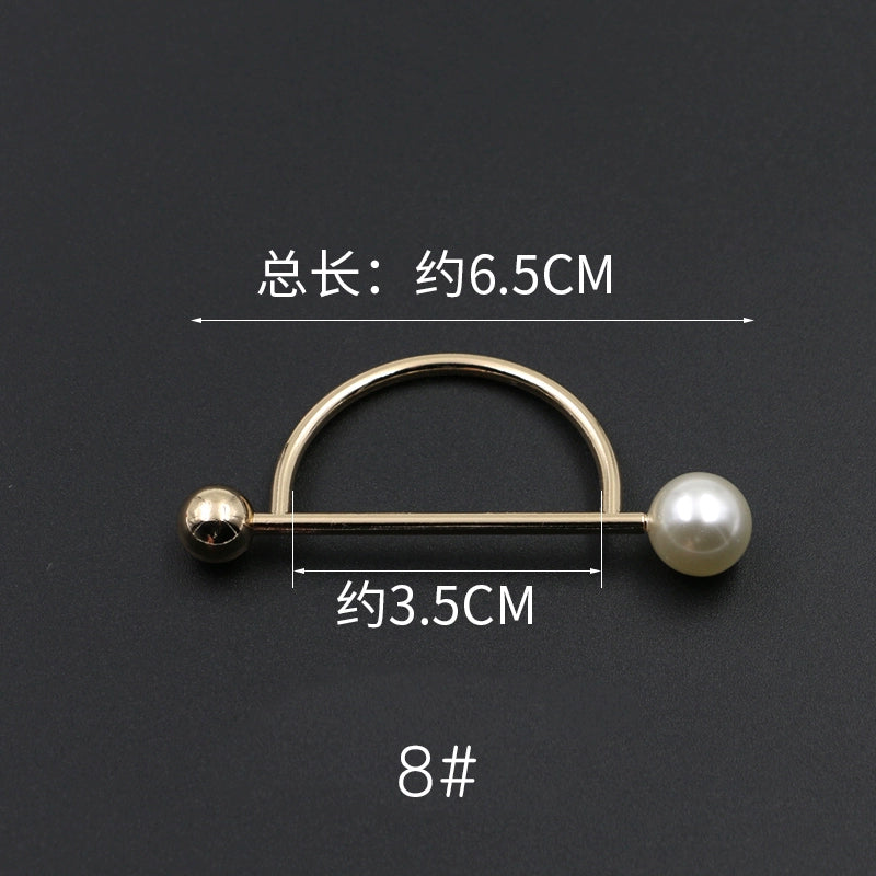 3529★ Versión coreana de moda con hebilla de anillo de metal, hebilla de alfiler de perla, abrigo, chaqueta, suéter, bufanda, accesorios, hebilla decorativa, hebilla de cinturón
